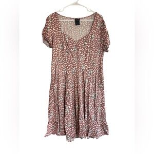 Disney Bambi Print Babydoll Dress Size 6 (1) Short Sleeve Rayon Stretch